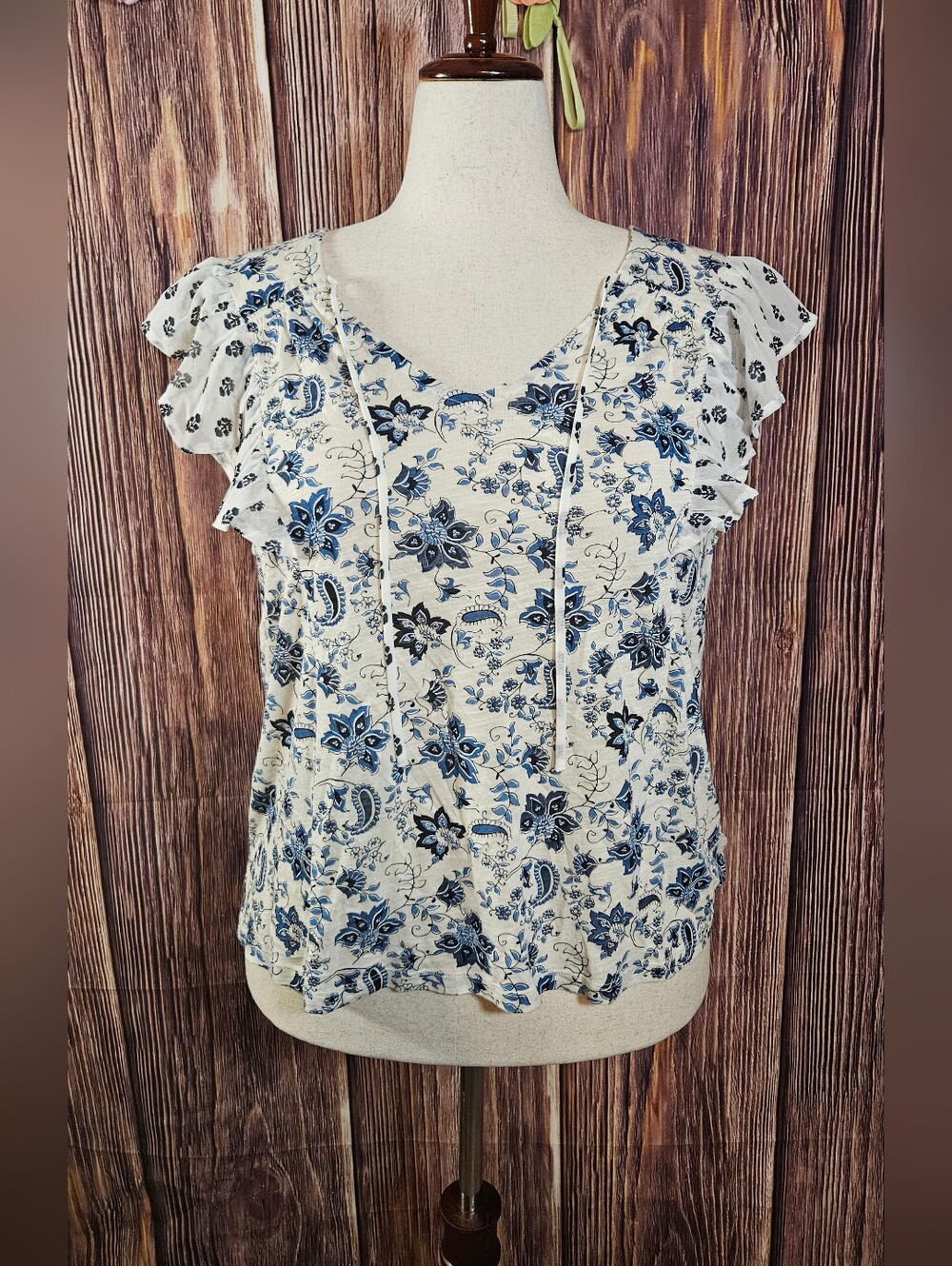 NWT Lucky Brand Mixed Print Knit Top Size XL